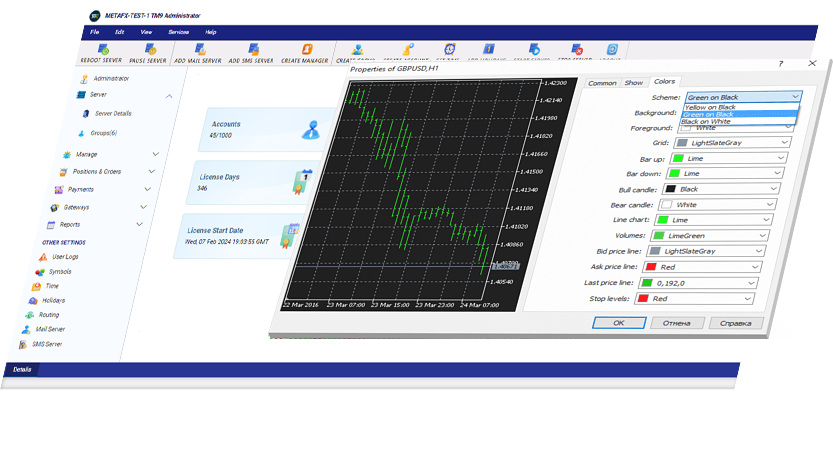 Flexible Trade Master 9 chart settings allow you to create the most comfortable workspace for long-term work